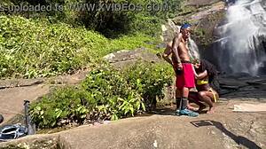 me and my buddy took the hot emo girl to the waterfall for some wild action.