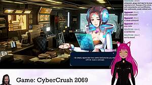 lewd vtuber with huge tits intensely plays cybercrush 2069, getting all aroused part 1