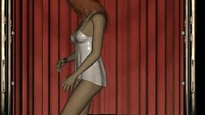 Personal virtual redhead stripper girl tears clothes to reveal big tits in anime