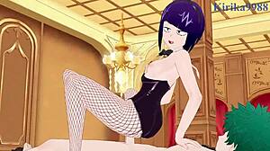 omg, mitsuki bakugo, kyoka jiro, and izuku midoriya in bunny outfits banging hard! 🐰