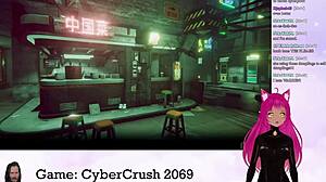 lewd vtuber with huge tits intensely plays cybercrush 2069, getting all aroused part 1