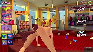 Naughty blonde dives into wild double penetration with dildos in 3D animation