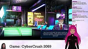 lewd vtuber with huge tits intensely plays cybercrush 2069, getting all aroused part 1