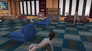 fallout 4 babe sucks while using a vibrator in her ass for intense pleasure.