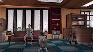 fallout 4 babe sucks while using a vibrator in her ass for intense pleasure.