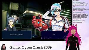 lewd vtuber with huge tits intensely plays cybercrush 2069, getting all aroused part 1