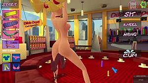 Naughty blonde dives into wild double penetration with dildos in 3D animation
