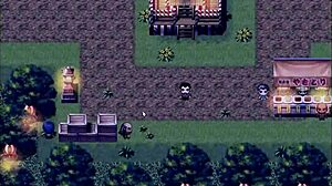 Wow, in this hentai game, old man cums inside tanned Natsuki's ass publicly