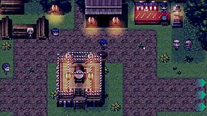 Wow, in this hentai game, old man cums inside tanned Natsuki's ass publicly