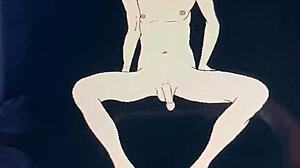 curious about his massive cartoon penis in this wild hentai scene?