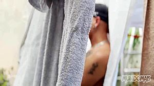 Fucking outdoors between the sheets with anal and blowjob quickie.