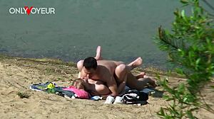 Look at this naughty teen pawg banging her boyfriend right on the beach!