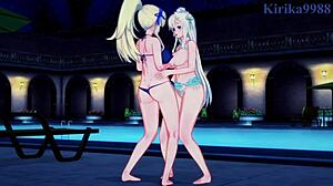Katsuragi and Yomi dive into wild lesbian and futanari sex in Senran Kagura hentai