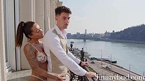 catia soares flashes on the balcony