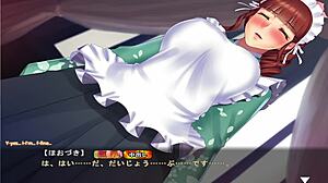 Japanese maid in big boin game scene with English subs