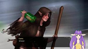 Naked elf enjoys fun in bath with muscular bodybuilder