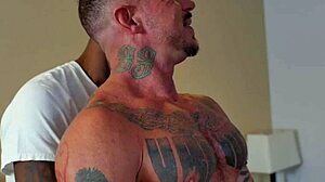 Ebony Wolf Bent Over For Muscular Stud's Bareback