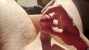 Edging flaccid to precum play under natural light solo