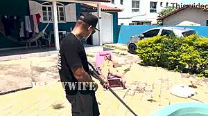 wife sneaks to fuck the black neighbor while husband's away