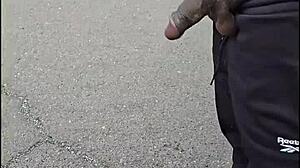 licking her pussy after she pisses on the road, then she sucks my monster cock?