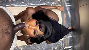 Stranger in elevator gives blowjob.