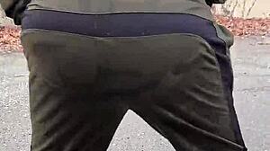 licking her pussy after she pisses on the road, then she sucks my monster cock?