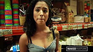 Curly Haired Latina College Girl Sucking Black Dick In Public For Fun!