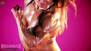 wow, brigita brezovac, buffed blonde babe rips through bikini workout!!