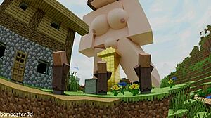 Villagers craft giant dick with cum system for busty Jenny in wild 3D