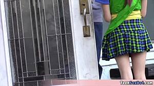 Cute small teen sells cookies and gets naughty with blowjobs. Let's see her petite body in action today.