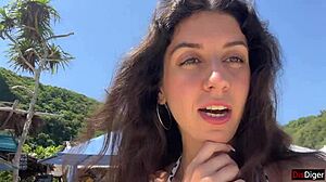 Hottie Sucks Dick On Public Beach With Cumwalk