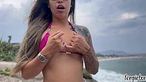 My friend invited me to a beach in RJ, and I sucked his giant cock before he fucked me at home