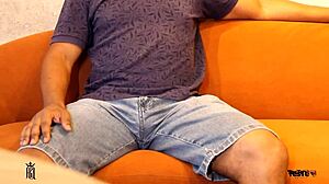 muscular guy masturbating tight pussy on sofa test