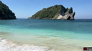 Hottie Sucks Dick On Public Beach With Cumwalk