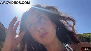 Hottie Sucks Dick On Public Beach With Cumwalk