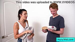 Busty Teen Kylie Rocket Covers Herself in Wet Nuru Gel for Sensual Massage