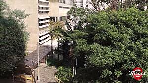 Skinny Teen 18+ Gives Sloppy Blowjob On Balcony