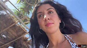 Hottie Sucks Dick On Public Beach With Cumwalk