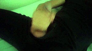 This horny Spanish guy in black pants groans loud, jerking his huge rod after work till he bursts!