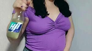 Nicole’s shy teasing turns wild before stuffing her fat belly. This chubby POV cutie’s saggy tits mesmerize.