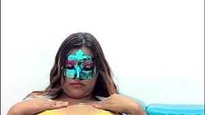 Hey, this brunette student touches her breasts before exams, so sexy!