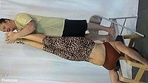 Hiring manager evaluates the lifeguard's feet during the interview.