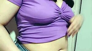 Nicole’s shy teasing turns wild before stuffing her fat belly. This chubby POV cutie’s saggy tits mesmerize.