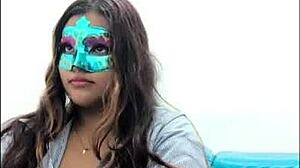 Hey, this brunette student touches her breasts before exams, so sexy!