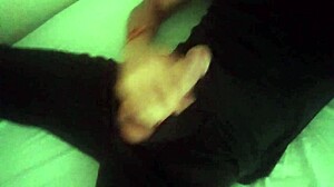 This horny Spanish guy in black pants groans loud, jerking his huge rod after work till he bursts!