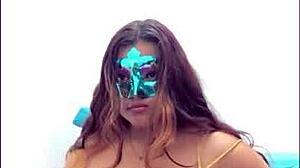 Hey, this brunette student touches her breasts before exams, so sexy!