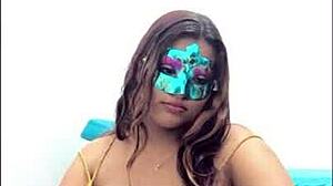 Hey, this brunette student touches her breasts before exams, so sexy!