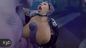 black widow lures with big tits and massive cock action