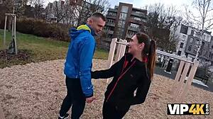 VIP4K athlete Sakura Hell bangs a stranger in car. Her BF watches!