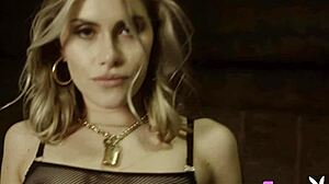 Beautiful Blonde Teen Amelia Strips and Poses Boldly